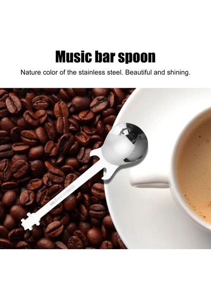 Gitar Kahve Kaşığı 6'lı Paket Yaratıcı Sevimli Kaşık Paslanmaz Çelik Çay Kaşığı Karıştırma Kaşığı Gitar Şekilli (Gümüş) (Yurt Dışından) fırsatları