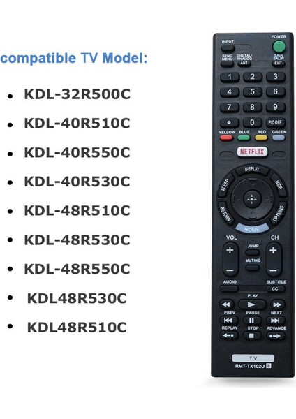 Akıllı Tv Uzaktan Kumanda Sony RMT-TX102U RMT-TX100D RMT-TX101J RMT-TX101D RMT-TX100E RMT-TX101E RMT-TX200 (Yurt Dışından) modelleri