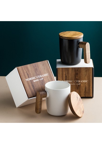 Ahşap Saplı Kapaklı Kahve Fincanı Severler Kahve Kupaları Seramik Kahve Kupa Bardak Seti Ahşap Kahve Fincanı Beyaz (Yurt Dışından) indirimleri