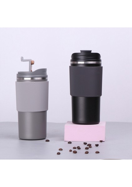 Kahve Fincanı Çift Duvar Isıya Dayanıklı Silikon Kavrama Seyahat Kupa, Sızdırmaz Kapaklı Çevre Dostu Taşınabilir Bardaklar Gri (Yurt Dışından) indirimleri