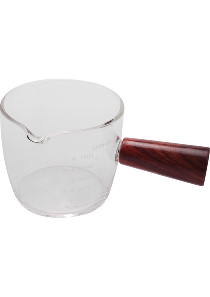 Cam Ölçü Kabı Espresso Shot Bardağı 75ML Üçlü Sürahi Barista Ahşap Saplı Tek Ağızlı (Yurt Dışından)