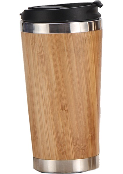 304 Paslanmaz Çelik Yalıtımlı Bardak Bambu Kabuk Araba Bardak Çift Katmanlı Isı Yalıtım Kullanışlı Fincan Kahve Fincanı B (Yurt Dışından)