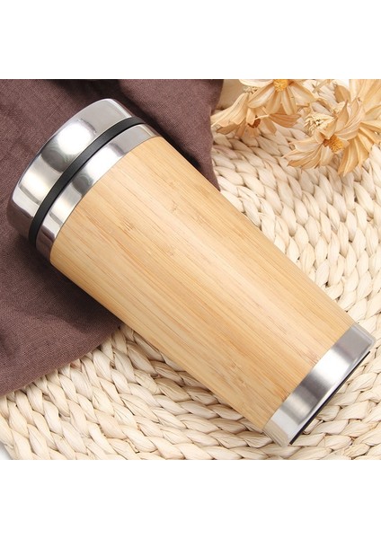 304 Paslanmaz Çelik Yalıtımlı Bardak Bambu Kabuk Araba Bardak Çift Katmanlı Isı Yalıtım Kullanışlı Fincan Kahve Fincanı B (Yurt Dışından) indirimleri