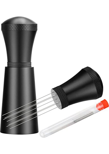 Kahve Dağıtım Aracı 0.35MM 7-Pin Espresso Blender, 8 Ek Değiştirilebilir Iğneli, Standlı Alüminyum Saplı (Yurt Dışından)