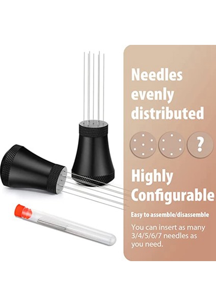 Kahve Dağıtım Aracı 0.35MM 7-Pin Espresso Blender, 8 Ek Değiştirilebilir Iğneli, Standlı Alüminyum Saplı (Yurt Dışından) fırsatları