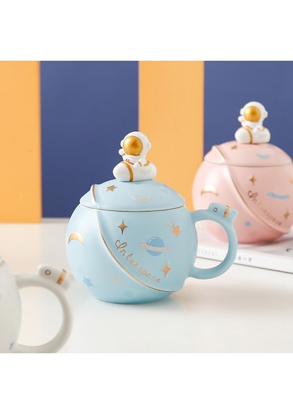 450 ml Yaratıcı Karikatür Astronot Kupa Çift Gezegen Büyük Seramik Kupa Ofis Süt Kahve Kapaklı Fincan Estetik Kupa Seti D (Yurt Dışından) indirimleri