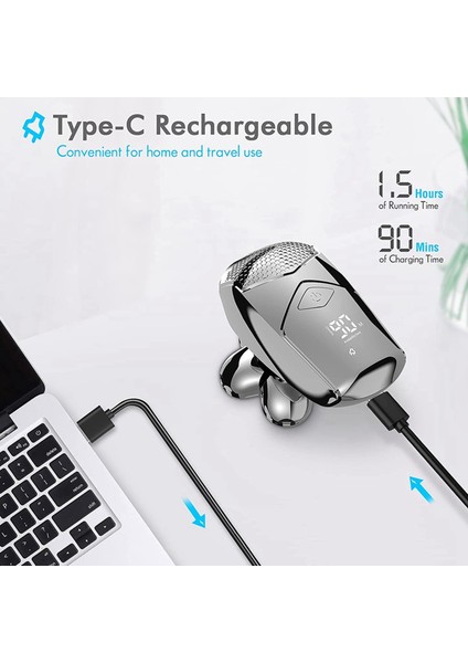 Elektrikli Tıraş Makinesi Yükseltme 5'i Bir Arada Kablosuz LED Ipx7 Su Geçirmez Kuru ve Islak Dönen Sakal Makaslı Tip C Şarj (Yurt Dışından) indirimleri