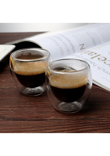 6 Takım 80ML Çift Katmanlı Içi Boş Cam Kahve Fincanı Çay, Kahve, Içecek Bardakları Için Setler (Yurt Dışından) fırsatları