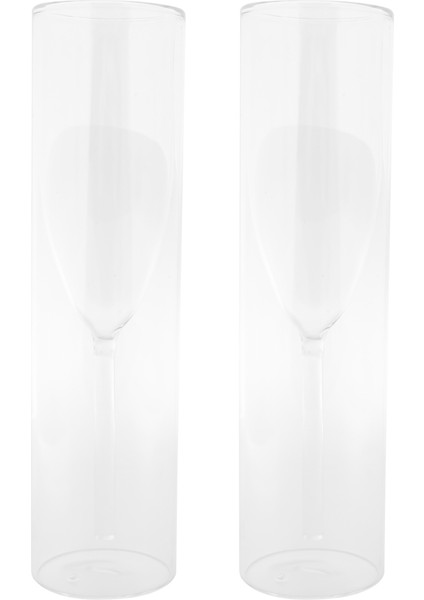 Çift Duvarlı Cam Şampanya Şampanya Flüt Kadehler Sapsız Şarap Bardağı Kadeh Kabarcık Şarap Lale Kokteyl Düğün Parti Bardağı (Yurt Dışından)