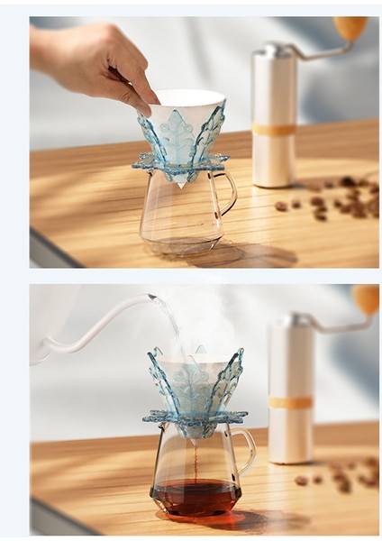 Kar Tanesi Kahve Filtreli Fincan V 60 El Punch Kahve Filtresi Plastik Huni Katlanır Fincan Kahve El Punch Pot, Mavi (Yurt Dışından) indirimleri