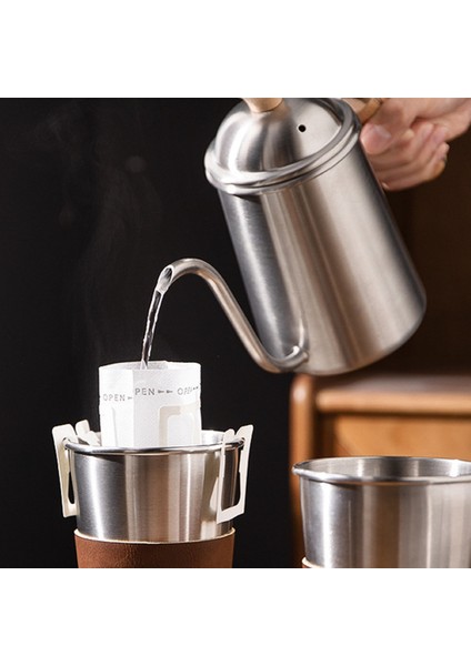 650ML Kalınlaşmış Paslanmaz Çelik Deve Boynu Bacalı Ahşap Saplı Kahve Su Isıtıcısı Ev Kamp Çaydanlık (Yurt Dışından) indirimleri