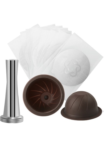 Yeniden Kullanılabilir Kahve Kapsülü Pod Nespresso Vertuoline Gca1 ve Delonghi ENV135 Doldurulabilir Filtreler Dozaj + 100 Adet Folyo Kapaklar (Yurt Dışından)