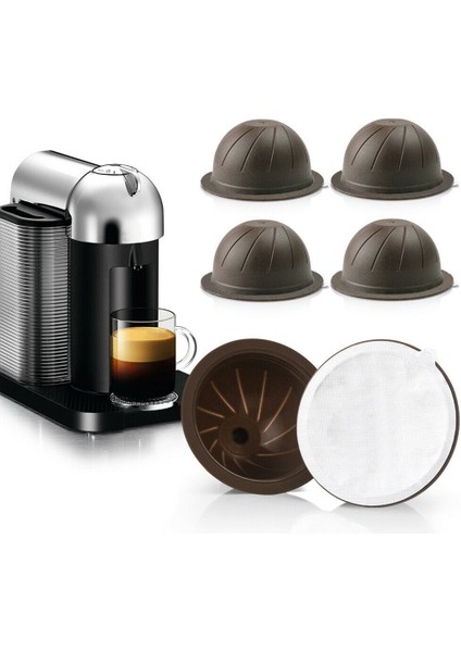 Yeniden Kullanılabilir Kahve Kapsülü Pod Nespresso Vertuoline Gca1 ve Delonghi ENV135 Doldurulabilir Filtreler Dozaj + 100 Adet Folyo Kapaklar (Yurt Dışından) fiyatları