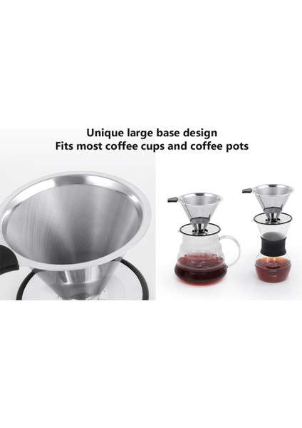 Paslanmaz Çelik Koni Kahve Damlatıcı, Yavaş Damla Kahve Filtresi, Kağıtsız ve Tekrar Kullanılabilir, Ultra Ince Mikromesh Filtre (Yurt Dışından) modelleri