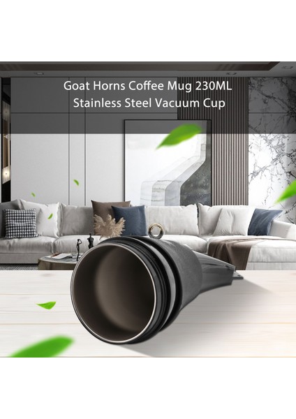 Keçi Boynuzu Kahve Kupa 230 ml Paslanmaz Çelik Vakum Bardak Termos Şişesi Çay Fincanları Seyahat Çift Su Şişesi ile Halat-Siyah (Yurt Dışından) fiyatları