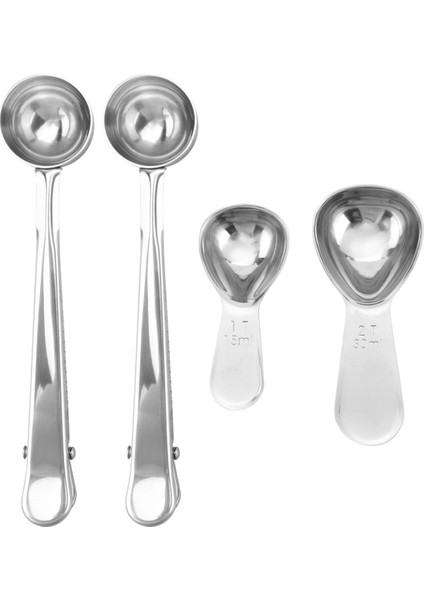 Paslanmaz Çelik Kahve Kaşık Seti, Kısa Saplı Kaşık Ölçme Kaşığı, 4 Parça (Yurt Dışından)