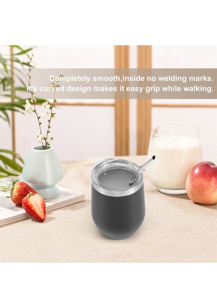 Çift Duvar Paslanmaz Yerba Kabak Mate Çay Seti Su Mate Çay Kapaklı Bardak Kaşık Saman Bombilla Kafa Filtre Fırçası, Siyah (Yurt Dışından) indirimleri