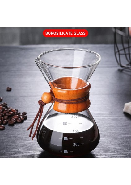 400 ml Klasik Cam Cezve Ahşap Saplı Isıya Dayanıklı Kahve Makinesi Üzerine Dökün Manuel Kahve Makinesi El Damlatıcı B (Yurt Dışından) indirimleri