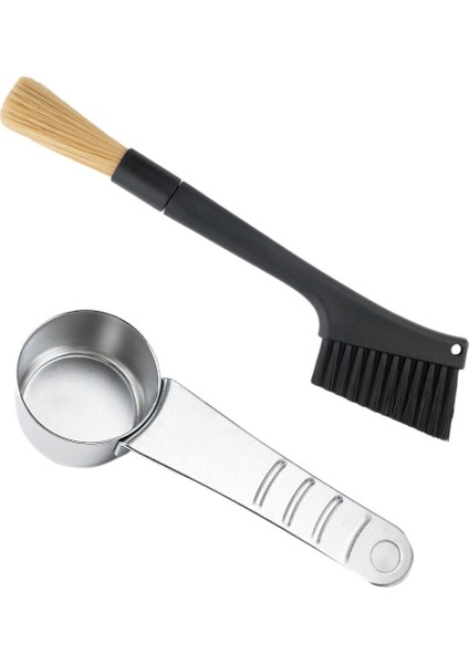 Çıkarılabilir Çift Kafa Kahve Fırçası Espresso Kahve Öğütücü Makinesi Temizleme Fırçası Toz Alma Aracı Kaşıkla (Yurt Dışından)