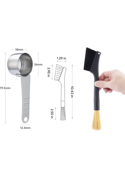 Çıkarılabilir Çift Kafa Kahve Fırçası Espresso Kahve Öğütücü Makinesi Temizleme Fırçası Toz Alma Aracı Kaşıkla (Yurt Dışından) modelleri