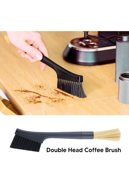 Çıkarılabilir Çift Kafa Kahve Fırçası Espresso Kahve Öğütücü Makinesi Temizleme Fırçası Toz Alma Aracı Kaşıkla (Yurt Dışından) indirimleri