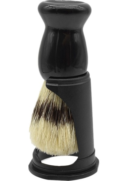 Yumuşak Domuzu Kıl Ahşap Sakal Fırçası Kuaför Tıraş Aracı Erkekler Bıyık Tarak Seti Tıraş Standı Tutucu Seti (Yurt Dışından)