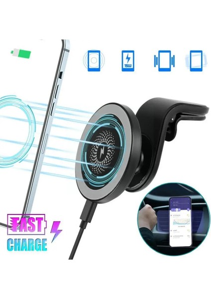Beyaz 15W Manyetik Kablosuz Araç Şarj Cihazı Standı iPhone Ro Max Telefon Tutacağı Hızlı Şarj Araç Havalandırma Montajı (Yurt Dışından) fiyatları
