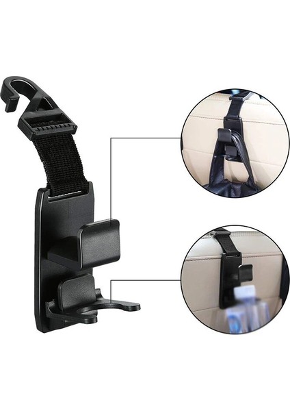 1 Adet Siyah Araba Koltuğu Arka Kancaları Çok Işlevli Askı Bağlantıları Saklama Çantası Oto Portmanto 1 Adet Iç Aksesuar (Yurt Dışından) modelleri