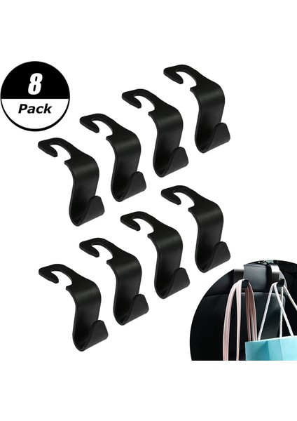 8 Adet 8 Adet Evrensel Araba Arka Koltuk Kanca Çanta Ceket Çanta Askı Araç Kafalık Organizatör Depolama Tutucu Kanca Araba Iç Aksesuarları (Yurt Dışından)