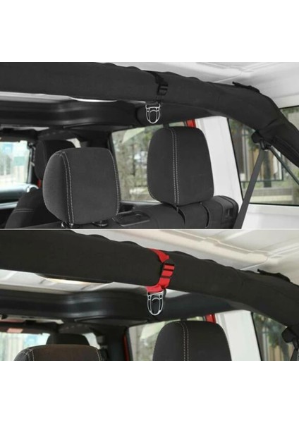 1 Adet Roll Bar Kırmızı + Siyah Ceket Kancası Jeep Wrangler Jk Jl Ceket Kancası Tutucu Elbise Askısı Oto Iç Aksesuarları (Yurt Dışından)