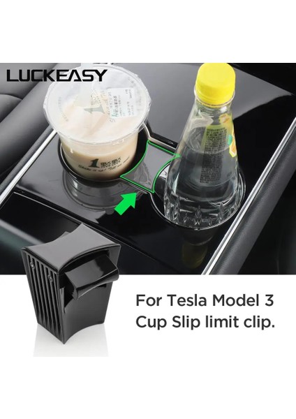 M3-GA10 Luckeasy Tesla Model 3 Araba Su Bardağı Yuvası Sürgülü Limit Kelepçesi Abs Oto Iç Aksesuarları Tutucu Sınırlayıcı (Yurt Dışından)