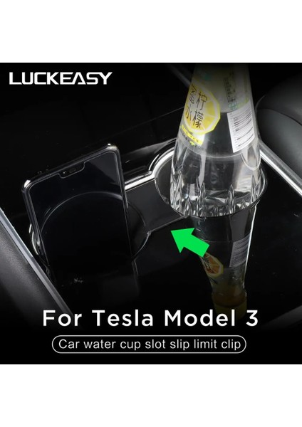 M3-GA10 Luckeasy Tesla Model 3 Araba Su Bardağı Yuvası Sürgülü Limit Kelepçesi Abs Oto Iç Aksesuarları Tutucu Sınırlayıcı (Yurt Dışından)