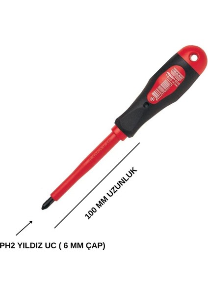 0210 Prosoft Izoleli Yıldız Uçlu Tornavida PH2X100 mm