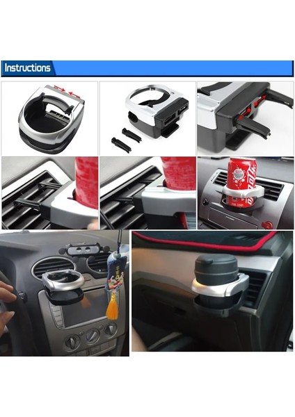 Siyah Araba-Styling Auto Araba Kamyon Içecek Su Bardağı Şişe Can Tutucu Kapı Montaj Standı Küllük Braketi Çıkış Hava Firar Tutucular Evrensel (Yurt Dışından)