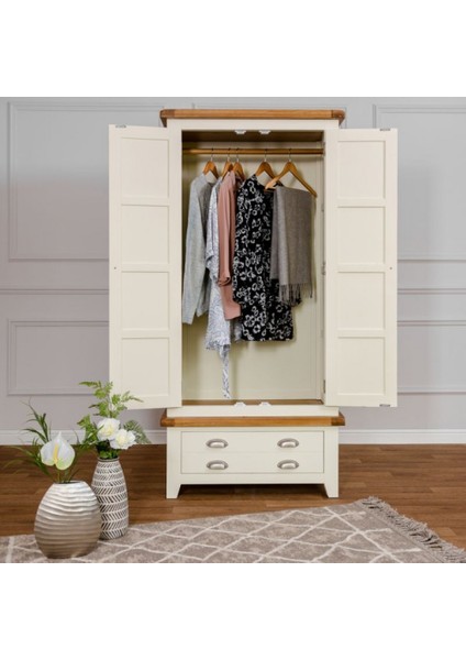 Della Çift Kapaklı Cekmeceli 90CM Giysi Dolabı