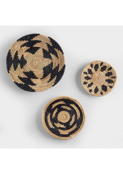 African Hasır Duvar Tabağı 3 Lü Set / 30CM, 35CM, 45CM