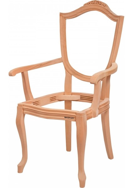 Sword Kupa Lükens Oymalı Kollu Sandalye Cilasız Ham