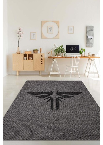 Last Of Us Atesböceği Halısı Siyah Gri Renk Halı Last Of Us Dizisi Sever Halısı Modern Halı