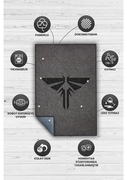 Last Of Us Atesböceği Halısı Siyah Gri Renk Halı Last Of Us Dizisi Sever Halısı Modern Halı fırsatları