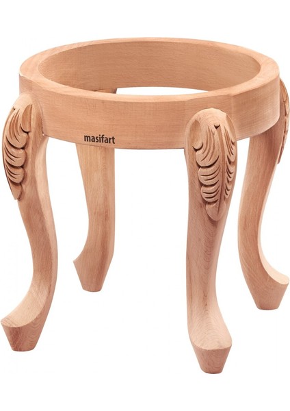 Acapulka Oymalı Kabak Puf Cilasız Ham Ahşap