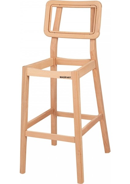 Jame Zion Bar Sandalyesi Cilasız Ham