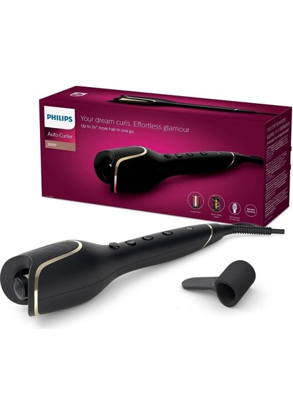 13 mm Yenilikçi Kıvırma Sistemine Sahip Philips Stylecare Prestige Otomatik Saç Maşası Seramik Plak