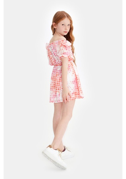 Kız Çocuk Desenli Elbise 23SS0TJ4910 fırsatları