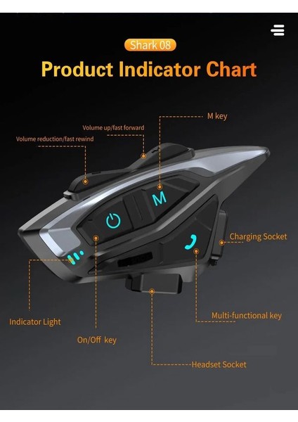 IP65 Su Geçirmez 2 Kişi 1KM Grup İNTERKOM Müzik Paylaşımlı Motosiklet Motor Telsiz Kask Kulaklığı