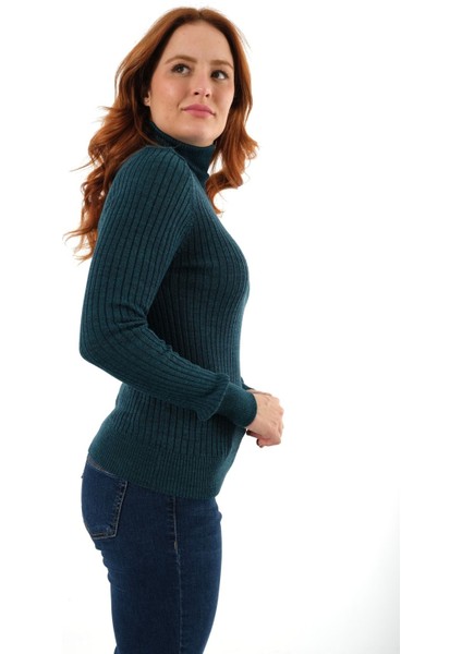 Petrol Fitilli Kadın Balıkçı Yaka Yün Triko Kazak TRIST-6157 fiyatları
