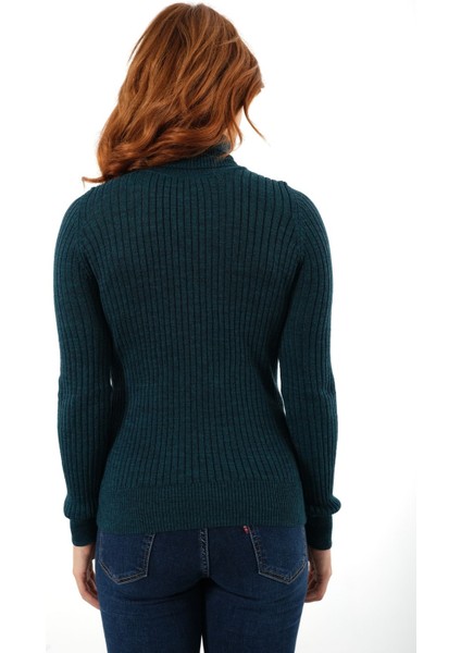 Petrol Fitilli Kadın Balıkçı Yaka Yün Triko Kazak TRIST-6157 modelleri
