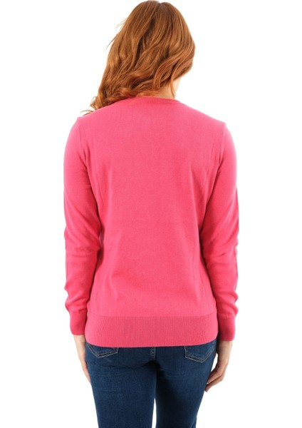 Kadın Fuşya %100 Organik Pamuk Bisiklet Yaka Triko Kazak Bluz TRIST-6101 fırsatları