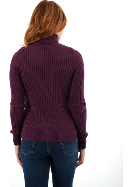 Mürdüm Fitilli Kadın Balıkçı Yaka Yün Triko Kazak TRIST-6157 fiyatları