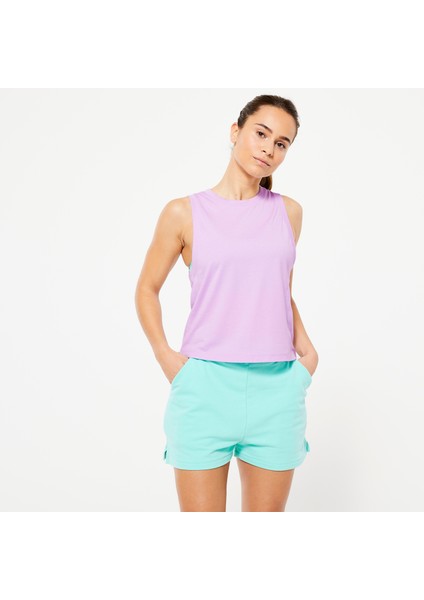 Domyos Kadın Lila Crop Top Atlet - Fitness Hafif Antrenman