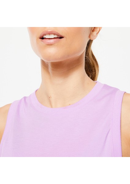 Domyos Kadın Lila Crop Top Atlet - Fitness Hafif Antrenman